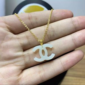 Real 18k Gold Letter C Initial Real Jade pendant with Free Gold plated Chain